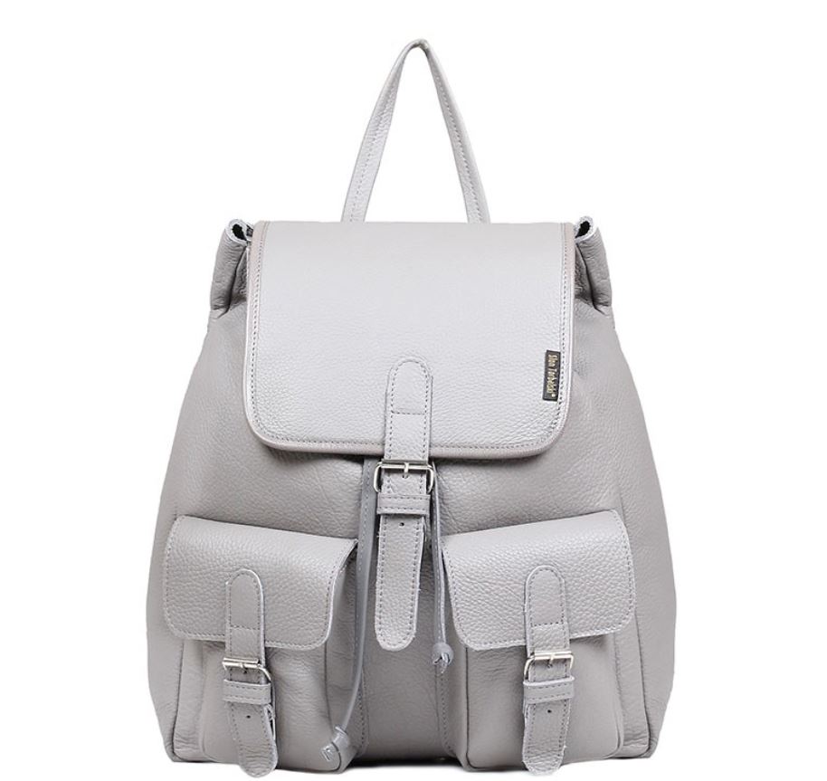 Kožený batoh světlešedý