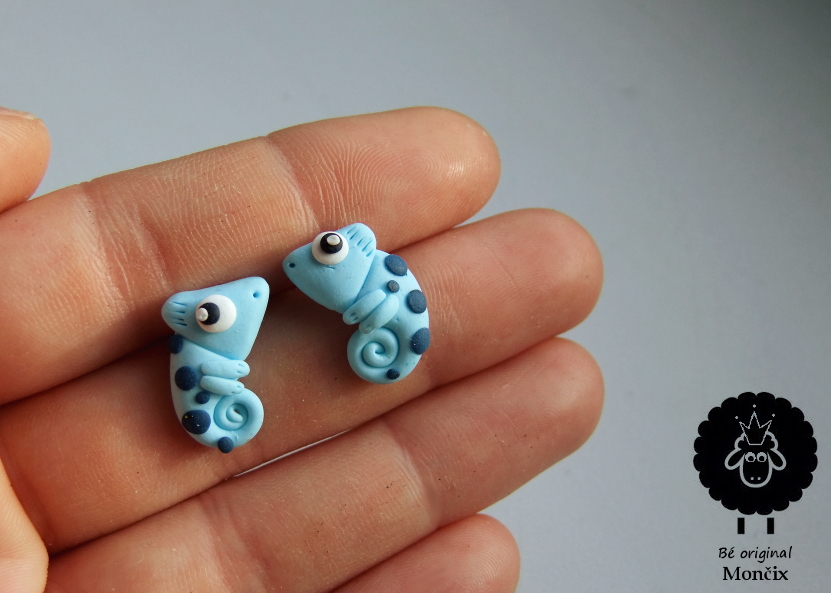 Fimo chameleoni náušnice