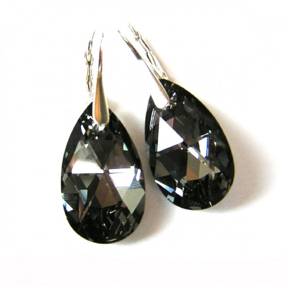 Swarovski Silver night - náušnice