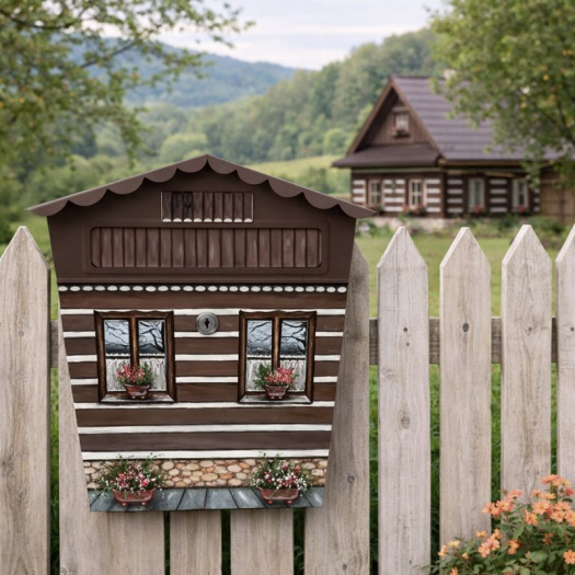 Ručně malovaná poštovní schránka – chalupa na plotě