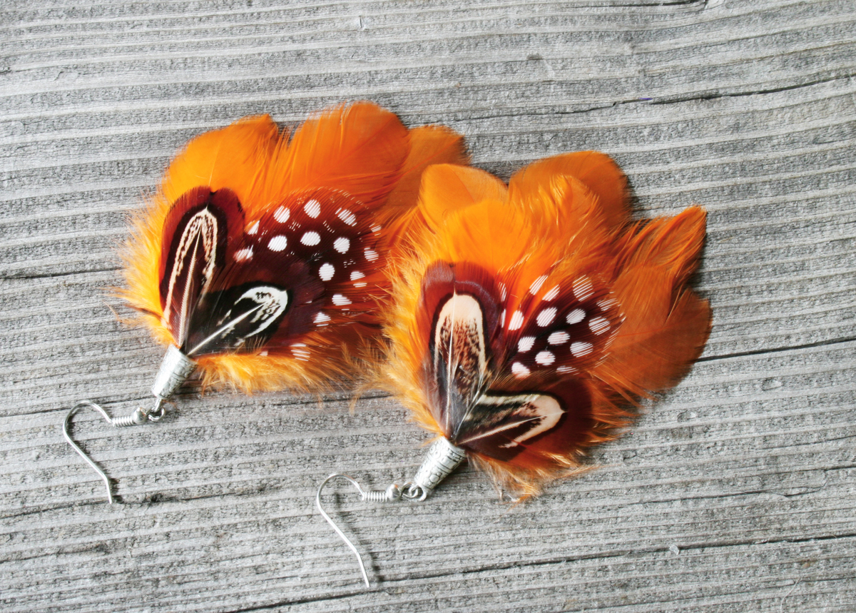 Juicy orange- peříčkové náušnice