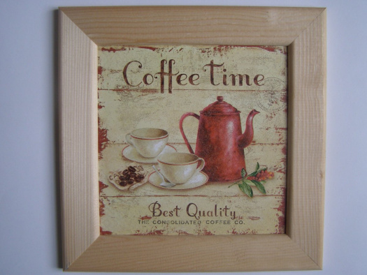 Obrázek - Čas na kávu - 16 x 16 cm