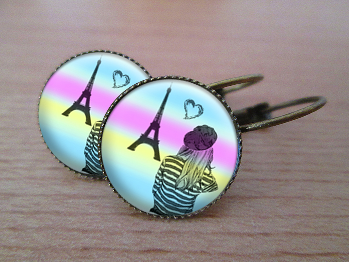 VINTAGE VISACÍ NÁUŠNICE - Prázdniny ve Francii