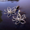 Náušnice - stříbrné květy - 3D