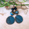 Náušnice - vykopávky (jaspis cloisonne blue, láva)
