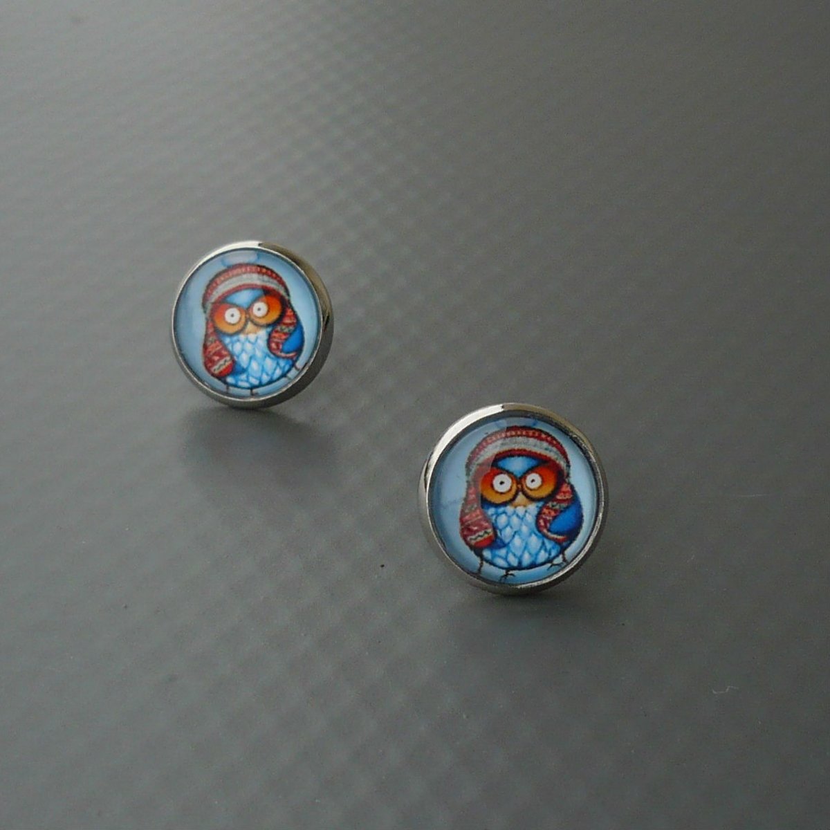 Zimní sovička - náušnice pecky