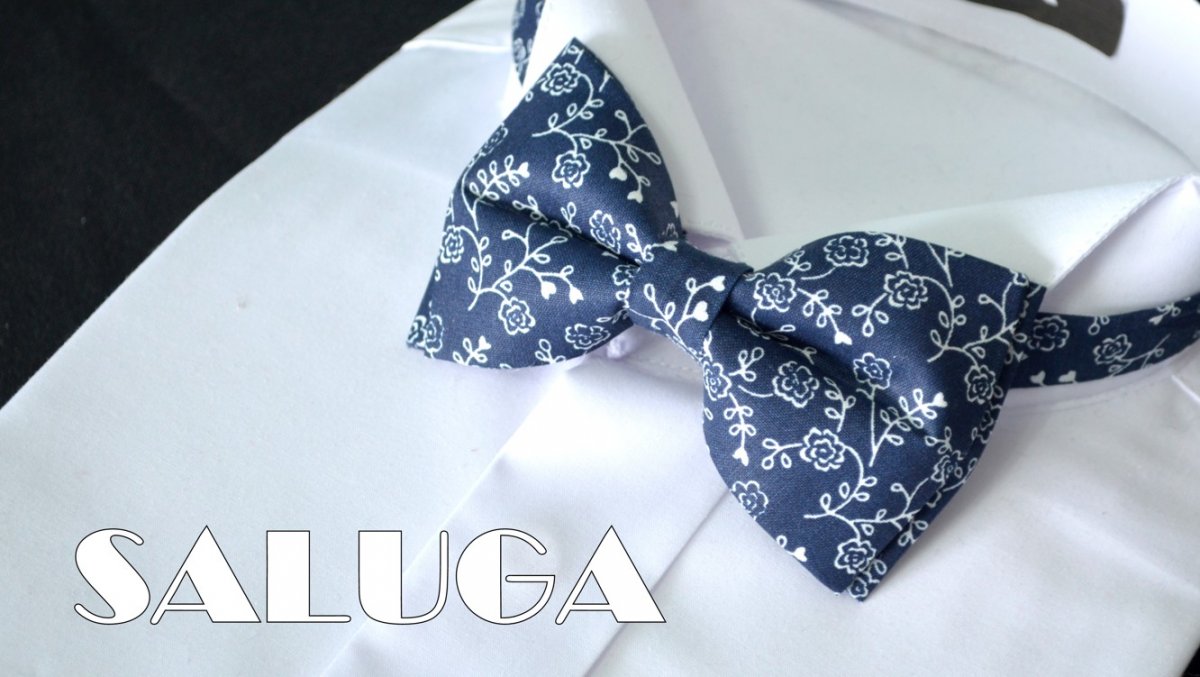 Modrý květovaný motýlek folkový folklorní