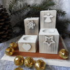 Adventní sada dřevěných svícnů s hnědou podložkou