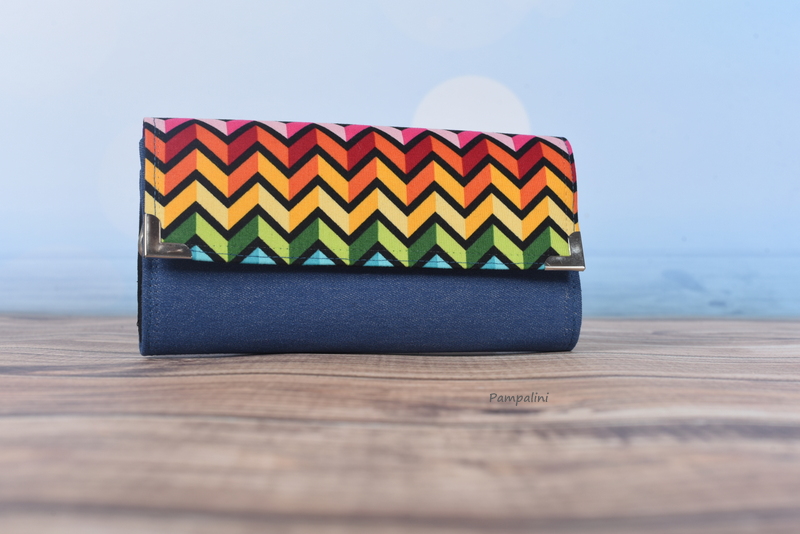Velká peněženka - Duhová z rifloviny