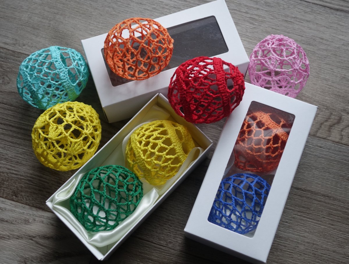 Háčkované velikonoční kraslice v dárkové krabičce