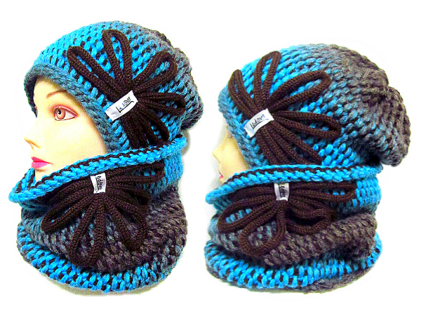 SOUPRAVA ČEPICE A NÁKRČNÍKU OMBRÉ/dvojnit