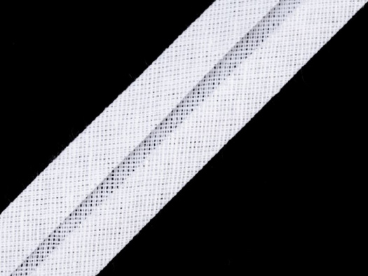 Šikmý bavlněný proužek šíře 20 mm (1m) - bílá