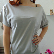 Volné tričko - barva šedá (bavlna)