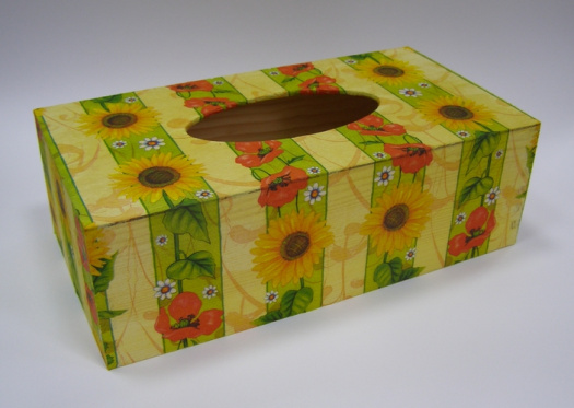 Krabice na kapesníky - Máky a slunečnice