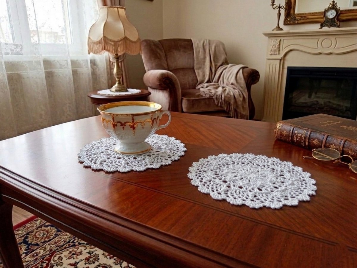 Bílá krajková dečka, 140mm