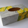 Krabice na kapesníky - Žluté tulipány na šedivé