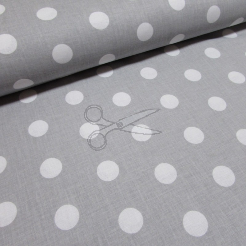 Bavlněná látka - metráž - bílý velký puntík na šedé - š. 160 cm
