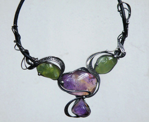 Lindelë nandin (Prehnity, Ametríny) + prsten