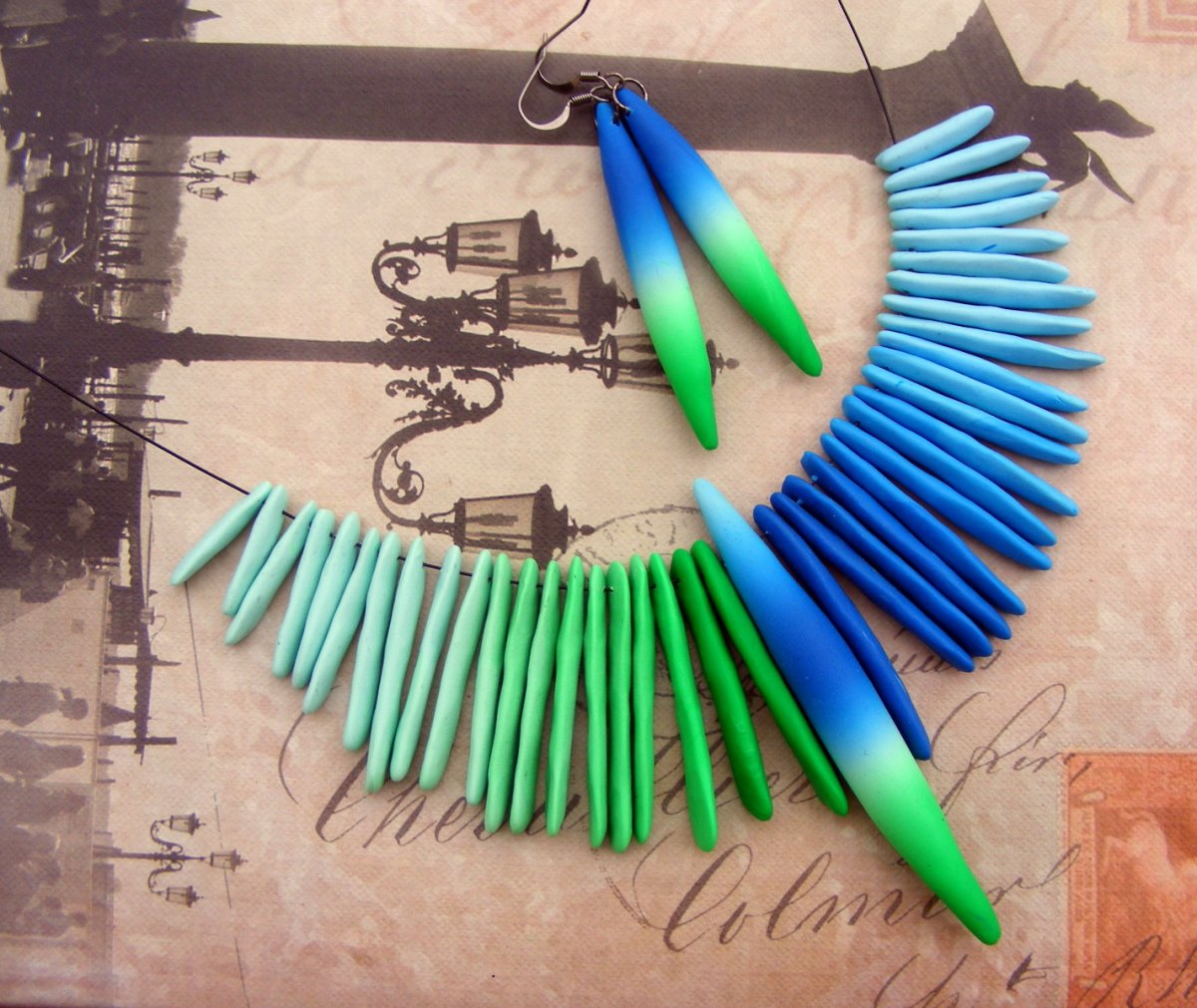 Fimo sada - "do špičky" modro zelená