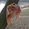 Háčkovaný šátek - orange se třpytem