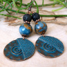 Náušnice - vykopávky (jaspis cloisonne blue, láva)