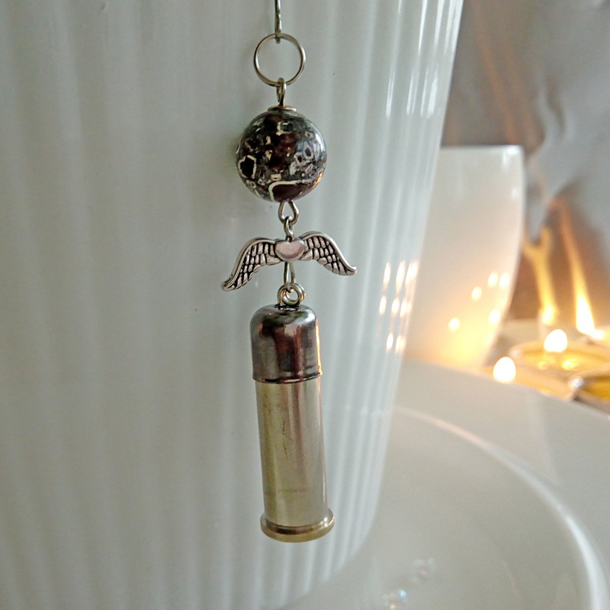 Anděl stříbrný mramorovaný