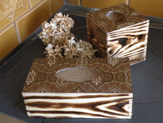 Krabička na kapesníky - Krása dřeva ornament kostka