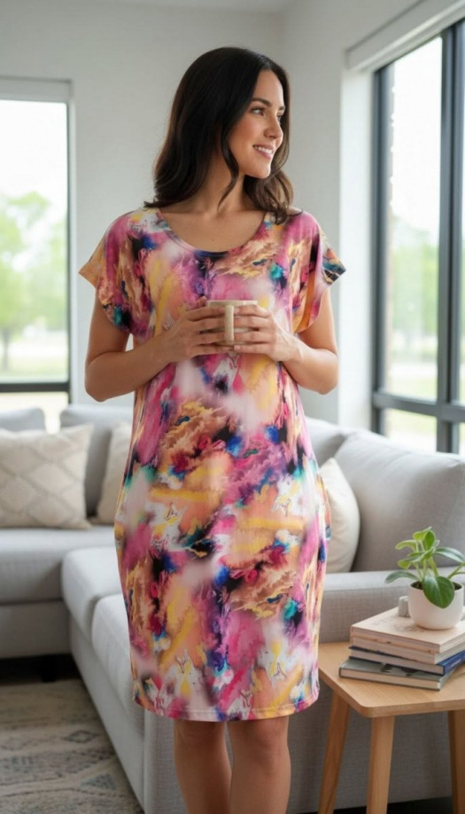 Letní kimo šaty pink - L/XL