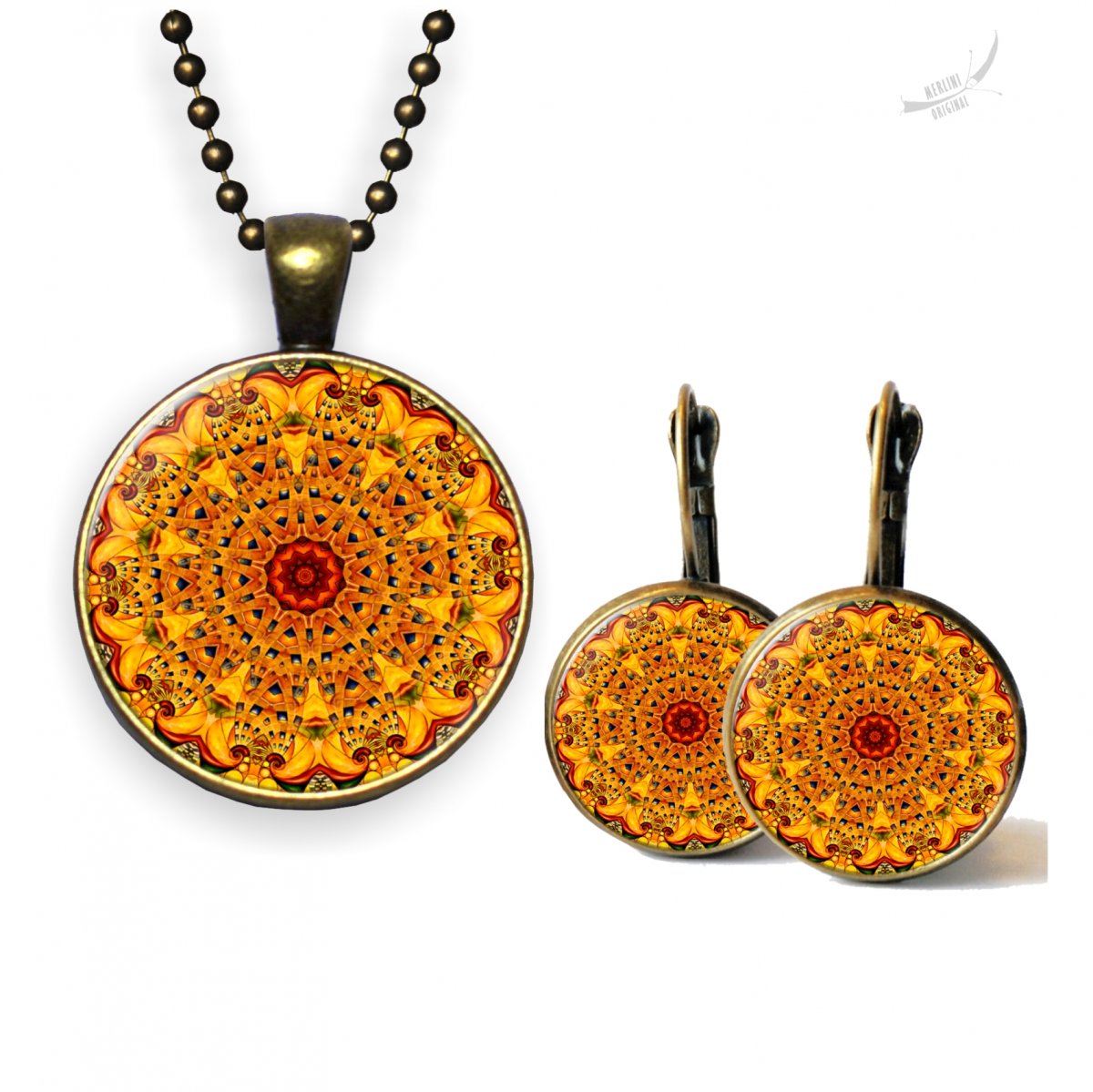 Mandala - sada náušnice a přívěsek