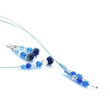 Modročirý třpytivý jednoduchý náhrdelník - 1