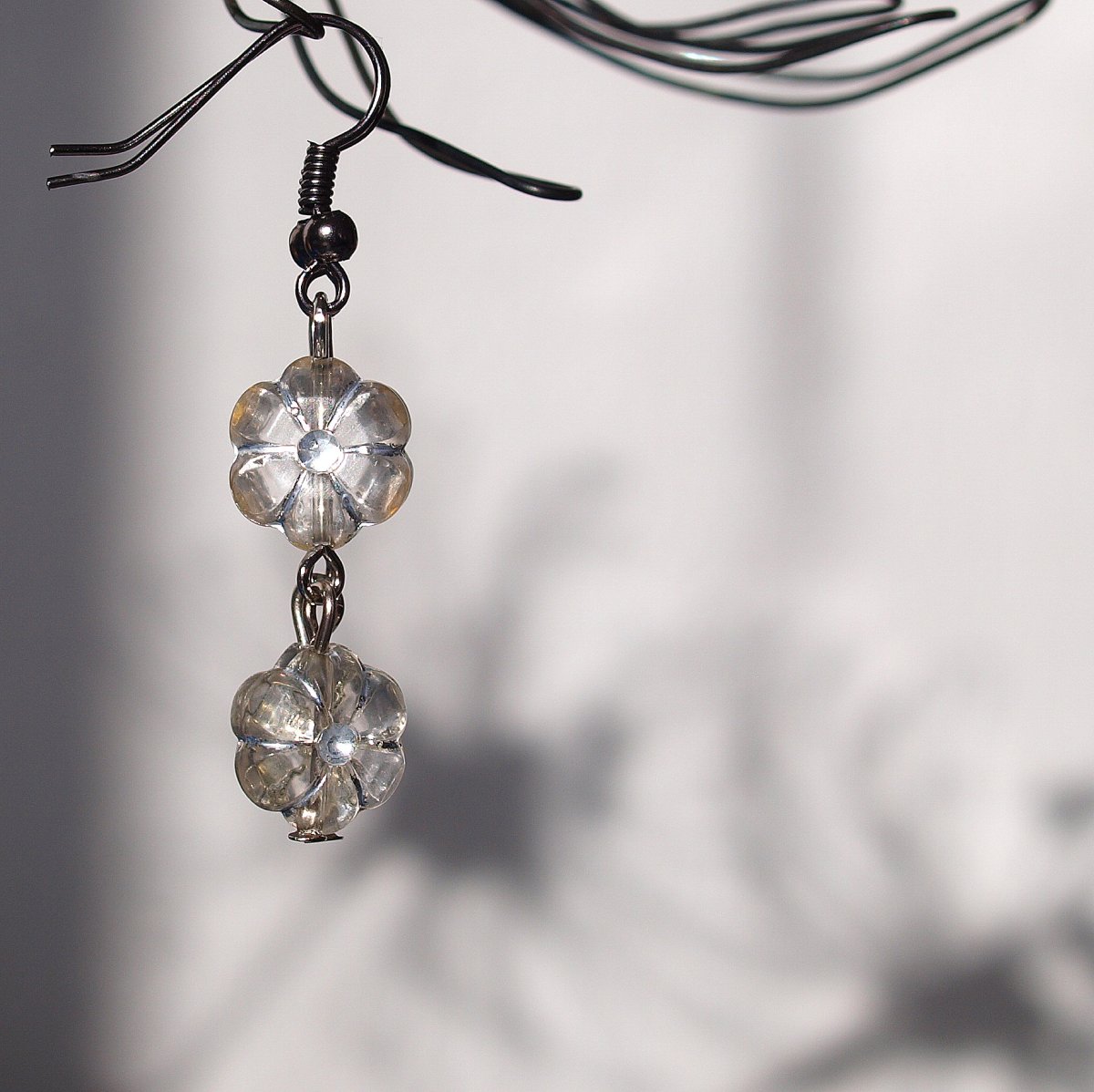 Náušnice - kytičky průhledné