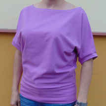 Volné tričko - barva šeříková (bavlna)