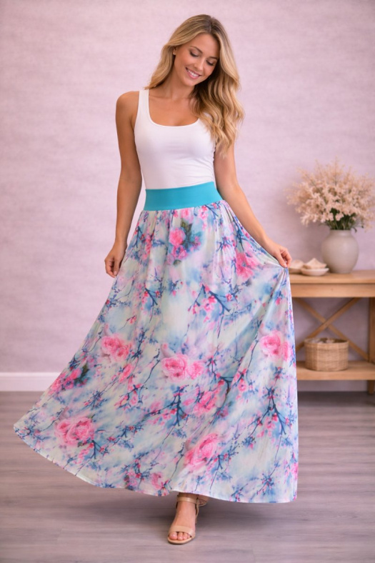 Dlouhá sukně ze silky (umělé hedvábí) D250