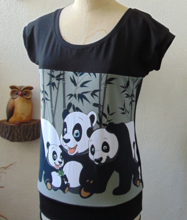 Tričko pandy na šedé XS - XXXL