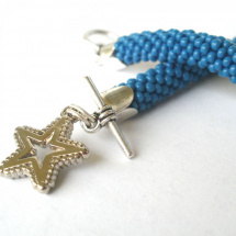 Náramek háčkovaný modrý s hvězdičkou