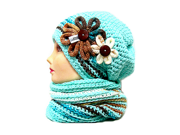 ༺♥༻ SOUPRAVA ČEPICE A NÁKRČNÍKU ༺♥༻ 1175