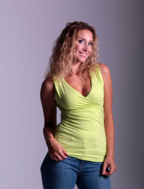 Tričko křížené bez rukávů limetkové