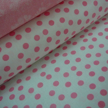 Bavlněná látka - metráž - bílá a větší růžový puntík - š. 150 cm