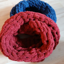 Měkký pletený nákrčník puffy - vínová