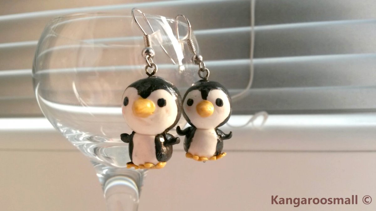 Tučňáčci - náušnice z polymerové hmoty