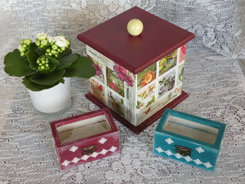 Darovací krabička mini se sklem a perličkami