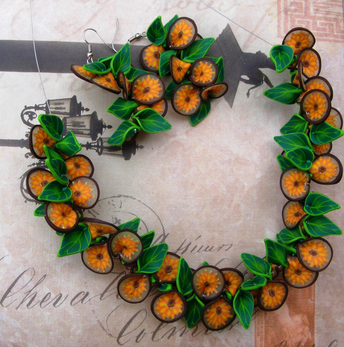 Fimo sada - slunečnice a lístky