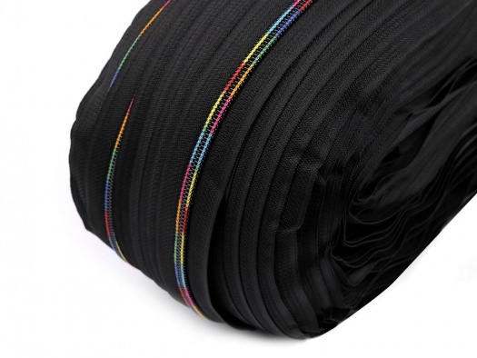 Duhový zip šíře 6 mm (1m) - černá