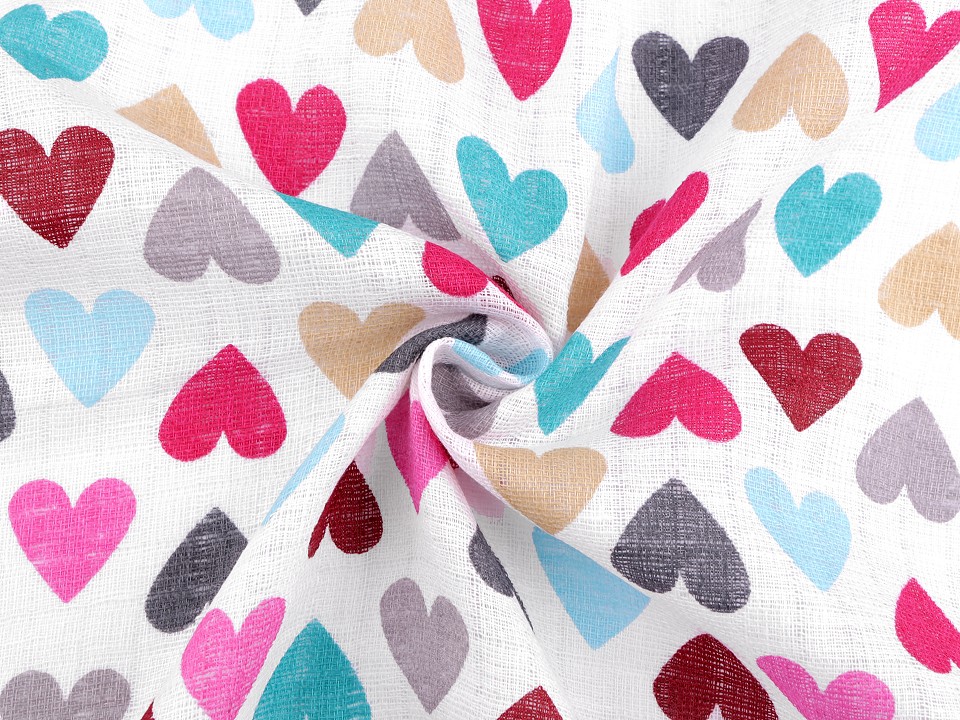 Bavlněná plenkovina šíře 80 cm (1m) - srdce