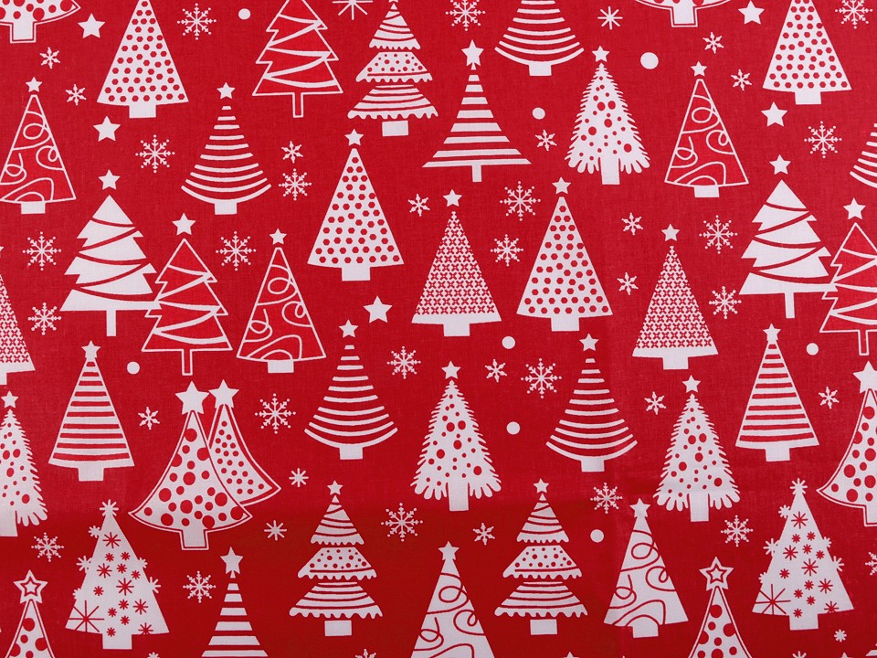 Bavlněná vánoční látka stromeček (10cm)