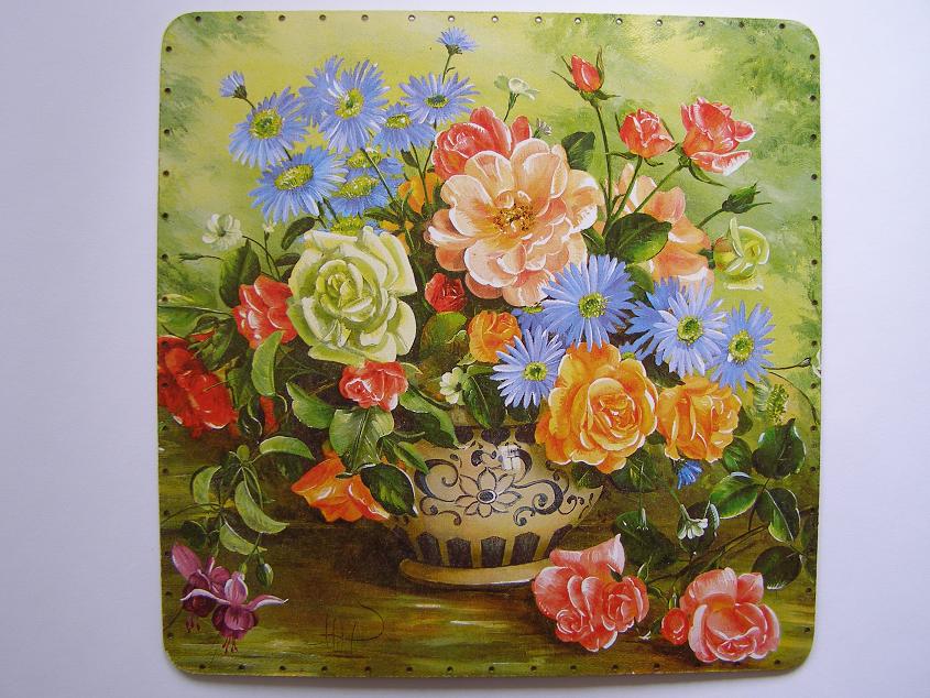 Dno pro pedig č.8 - čtverec  32 x 32 cm - kytice