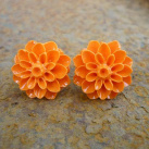 Oranžové květinky - náušnice