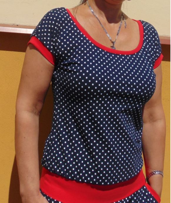 Tričko puntíky na modré XS - XXL