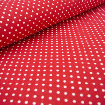 Bavlněná látka - metráž - bílý malý puntíček na červené - š. 150 cm