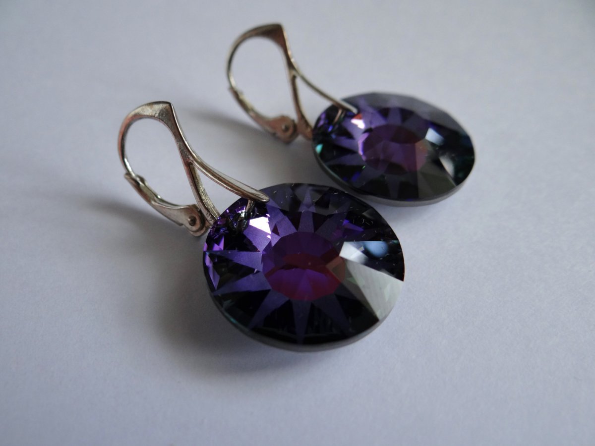 Náušnice - Swarovski Sun Heliotrope (Ag925)